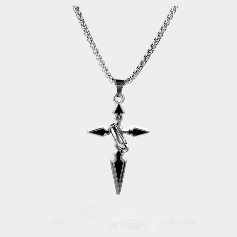 Minimalist Hip Hop Ring Cross Pendant Necklace