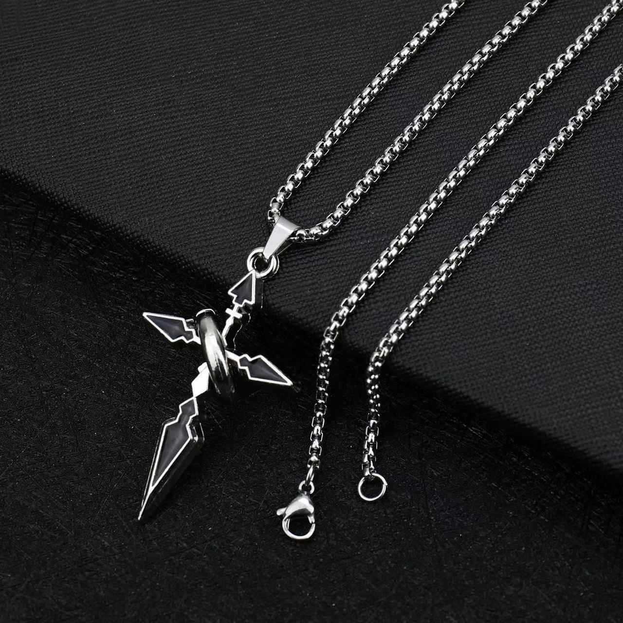 Minimalist Hip Hop Ring Cross Pendant Necklace