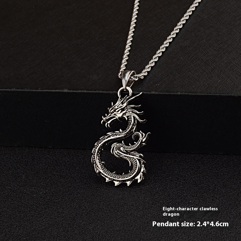 Men's Dragon Sword and Clawless Pendant Necklace